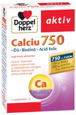Calciu 750 + D3 + Biotină + Acid Folic